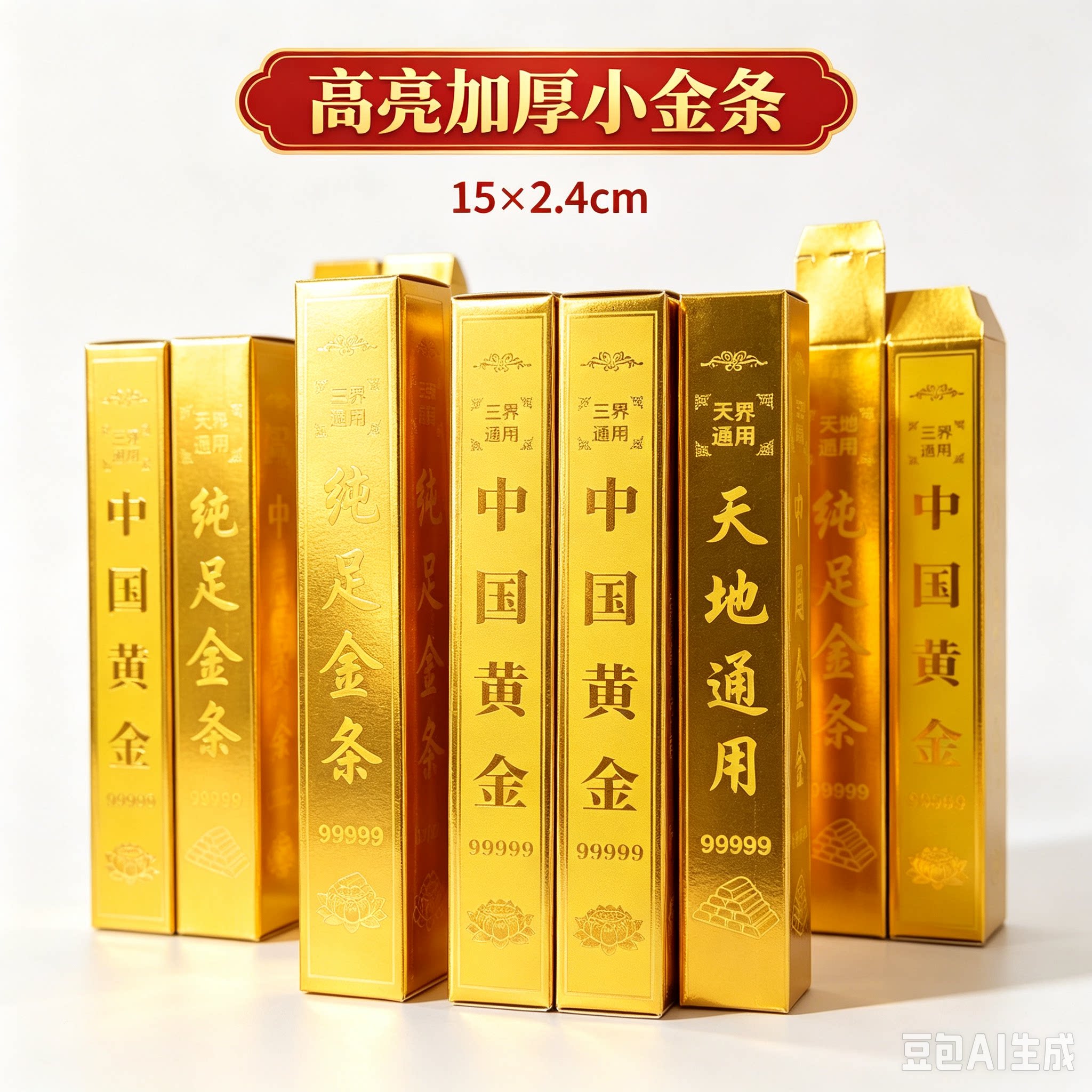 加厚小金条金砖硬卡纸大号免沾仿真金条五福金砖纯足金条半成品