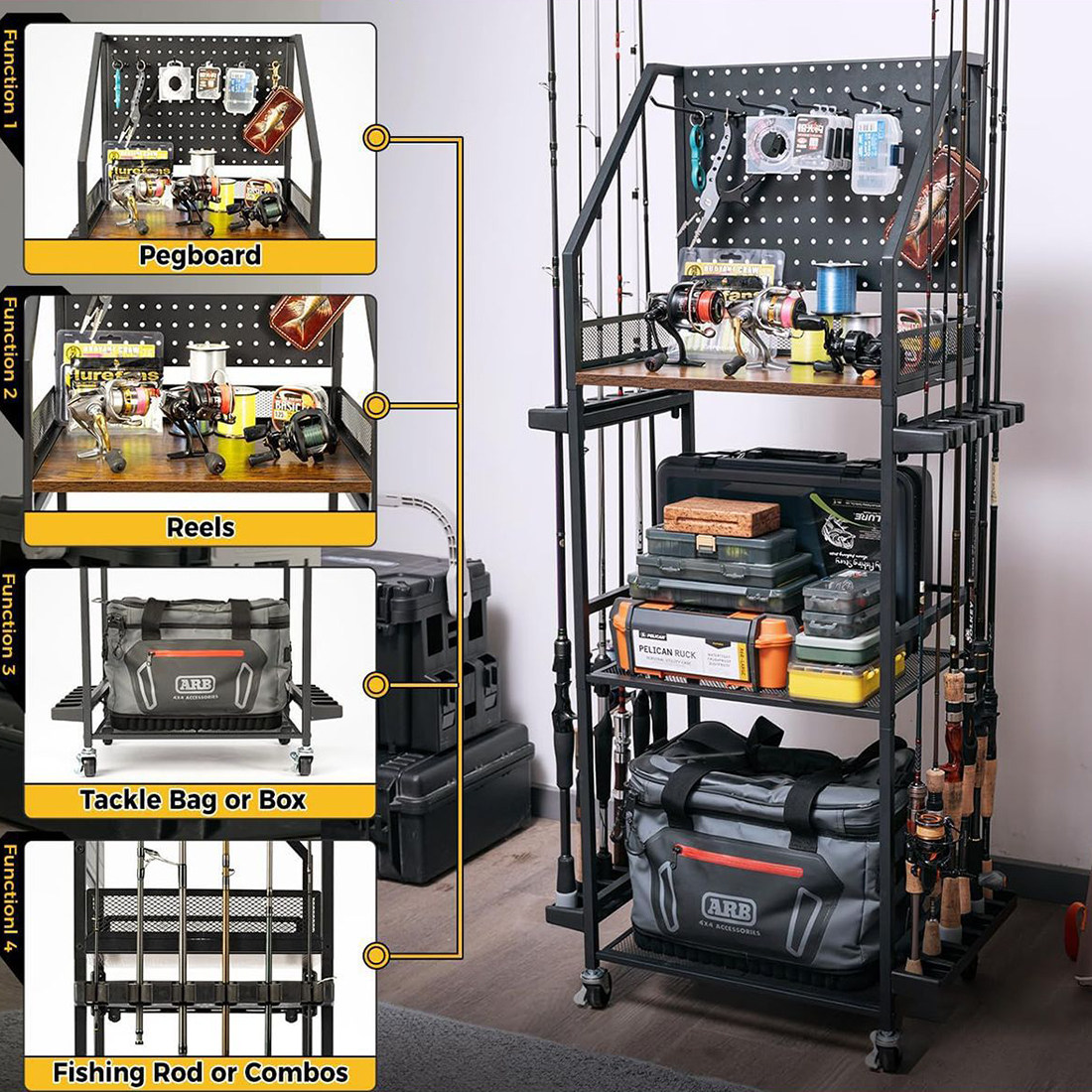 路亚溪流收纳展示架渔具置物挂架