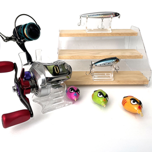 路亚渔轮展示架假饵展示架多功能纺车轮水滴轮高透明摆放收纳架