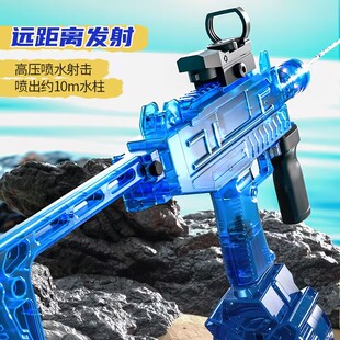 新款火光爆闪烟雾UZI电动高速连发水枪儿童联动回膛喷滋水玩具枪