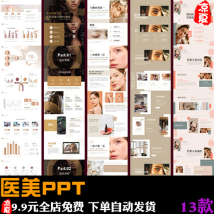 欧美杂志风医美整形美容护肤品美发医疗产品发布品牌宣传PPT模板