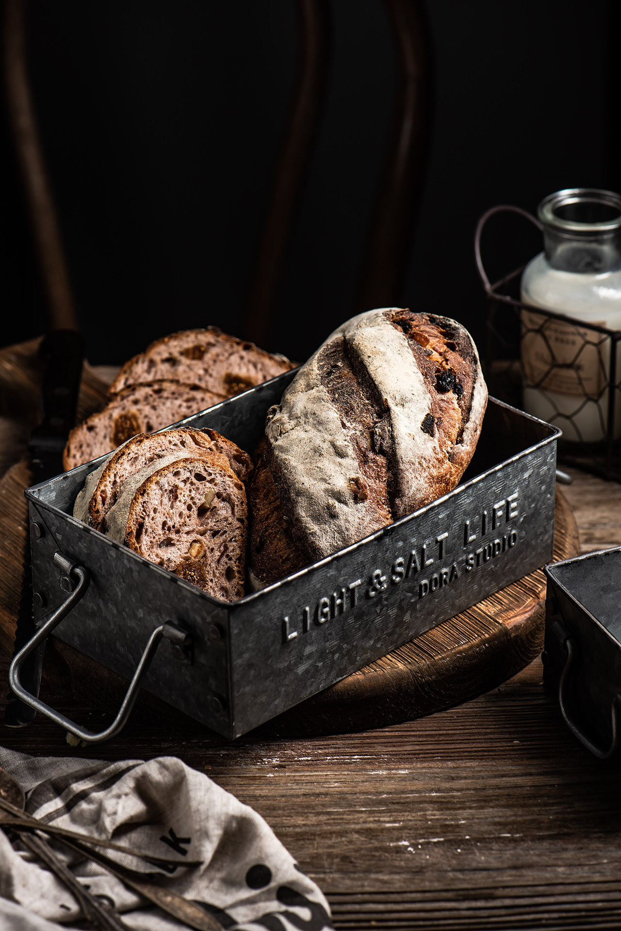 朵拉自制复古做旧铁艺提手英文收纳园艺美食摄影道具摆件ins风