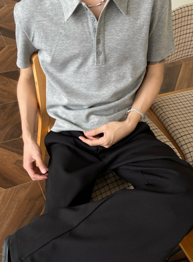 Baseplate 老钱尖领空气层抗皱正肩双色短袖优雅复古POLO