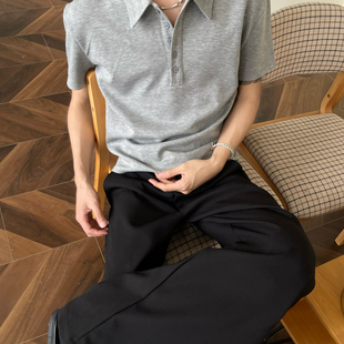 Baseplate 老钱尖领空气层抗皱正肩双色短袖优雅复古POLO