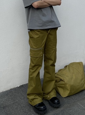Baseplate Base小众立体口袋直筒喇叭廓形浅绿工装裤休闲百搭vibe