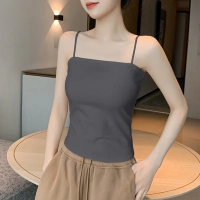 黑色吊带背心女2024新款外穿美背文胸一体夏季内搭带胸垫抹胸打底