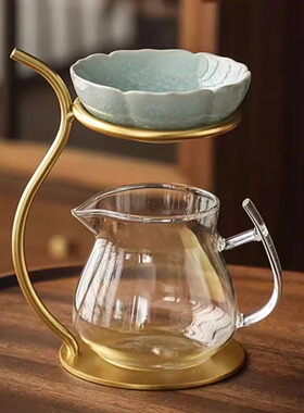 陶瓷茶滤茶漏支架一体茶隔茶具防烫泡茶配件茶海公道杯过滤分茶器