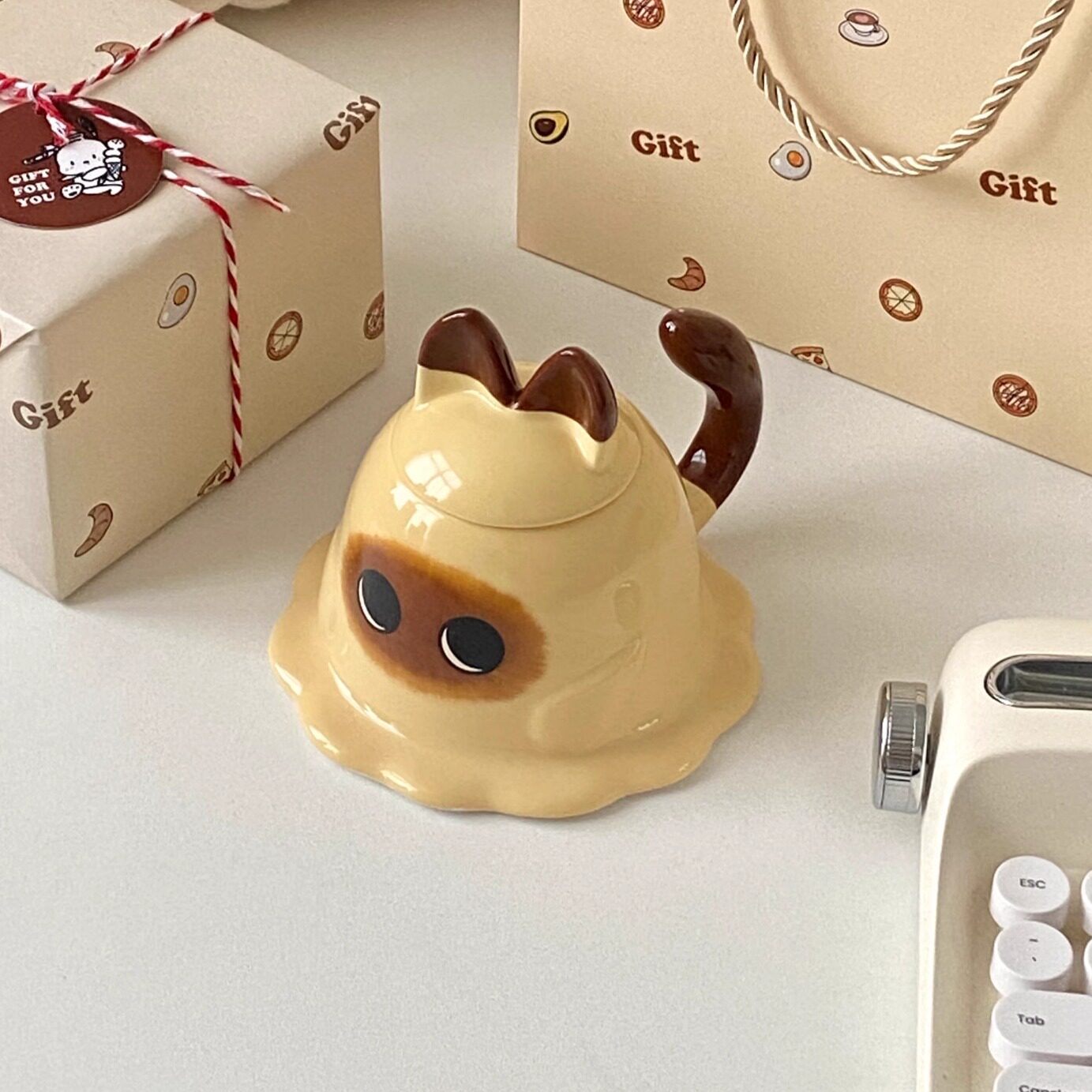 可爱猫咪杯子暹罗猫带盖马克杯生日礼物女生实用送闺蜜创意杯子
