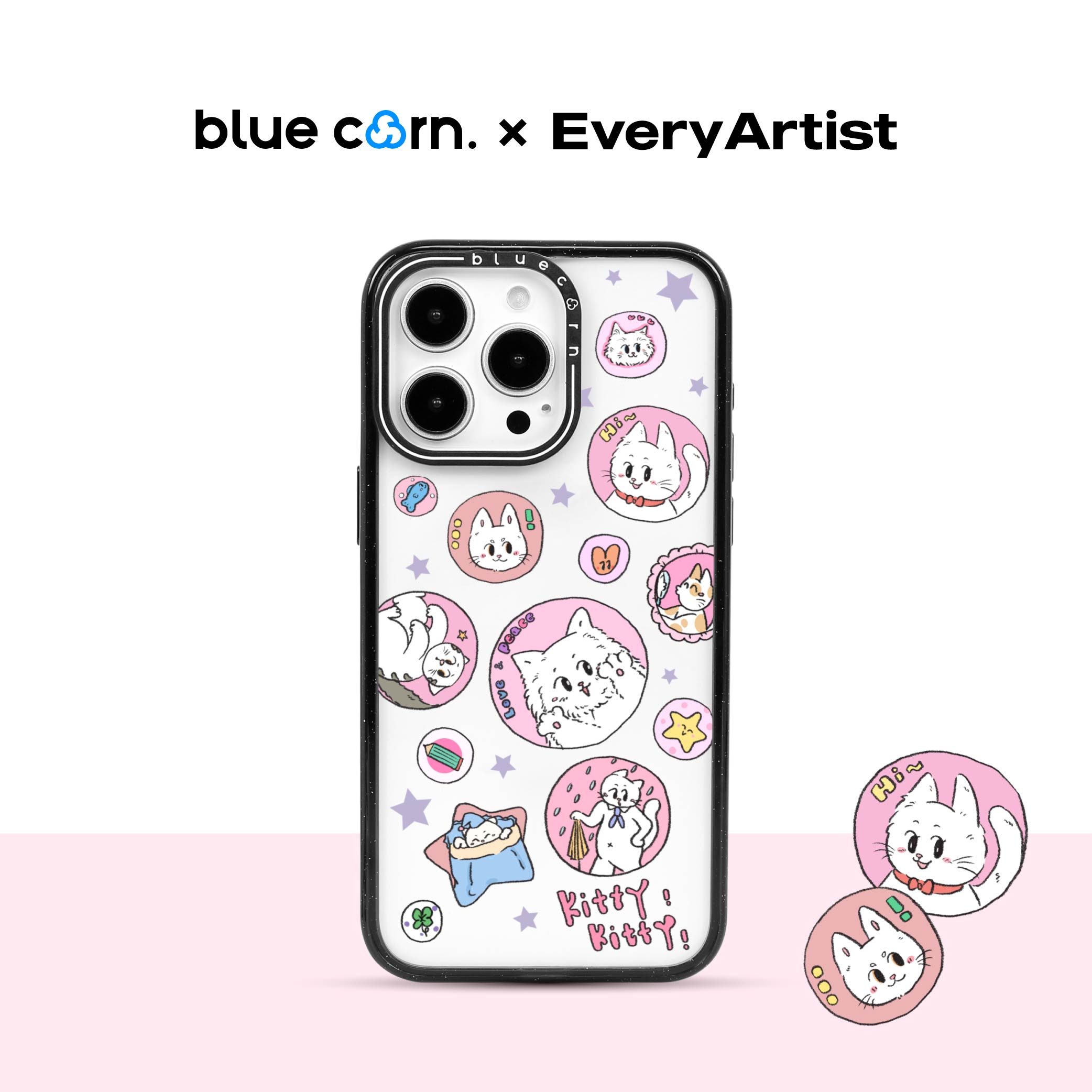 【bluecorn】蓝色苞米艺术家联名kittykitty适用于iPhone 17/16/15/PRO MAX magsafe镜面磁吸防摔全包手机壳