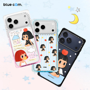 【bluecorn】蓝色苞米piggy插画童真手帐星果少女适用iPhone 17/16/15PRO/MAX magsafe磁吸防摔手机壳保护套