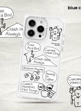 【bluecorn】蓝色苞米原创文字插画适用于iPhone 17/16/15PRO/MAX magsafe镜面磁吸简约防摔手机壳全包保护套