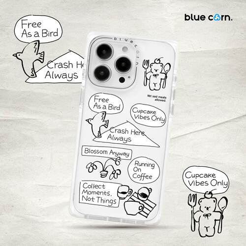 【bluecorn】蓝色苞米原创文字插画适用于iPhone 17/16/15PRO/MAX magsafe镜面磁吸简约防摔手机壳全包保护套