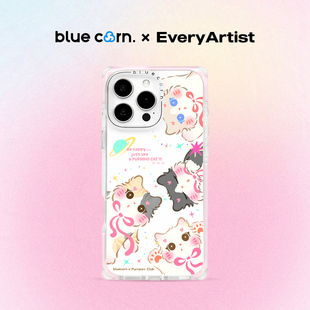 蓝色苞米联名purrpurr宇宙pipi适用于iPhone17 PRO magsafe镜面磁吸防摔手机壳保护套 MAX bluecorn