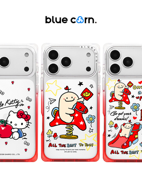 【bluecorn】蓝色苞米 红白奶方渐变色方形直角边手机壳适用iPhone17/16/15/PRO MAX magsafe磁吸防摔保护套