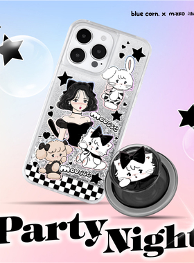 【bluecorn】蓝色苞米联名MIKKO棋盘格女孩慕斯猫咪适用于iPhone 17 16 15promax magsafe镜面磁吸防摔手机壳