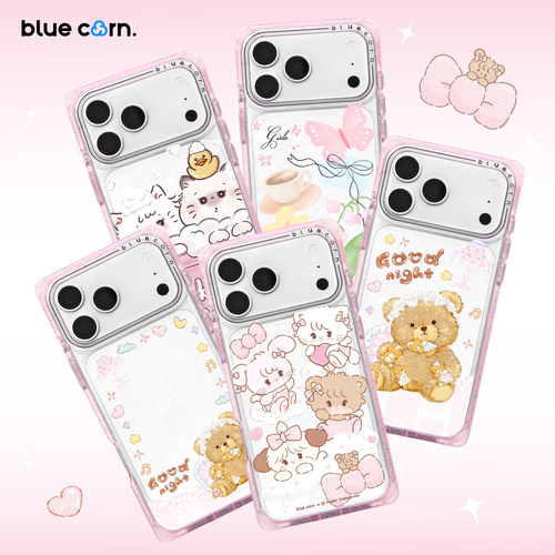 bluecorn 蓝色苞米原创晶透粉奶方合集方形直角边手机壳适用于iPhone 17/16/15 PRO MAX magsafe磁吸保护套