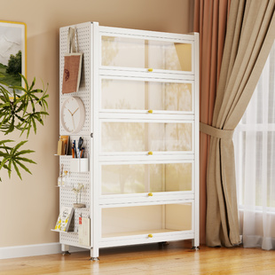 钢制书架带玻璃门儿童书柜落地防尘铁皮模型展示柜家用储物收纳柜