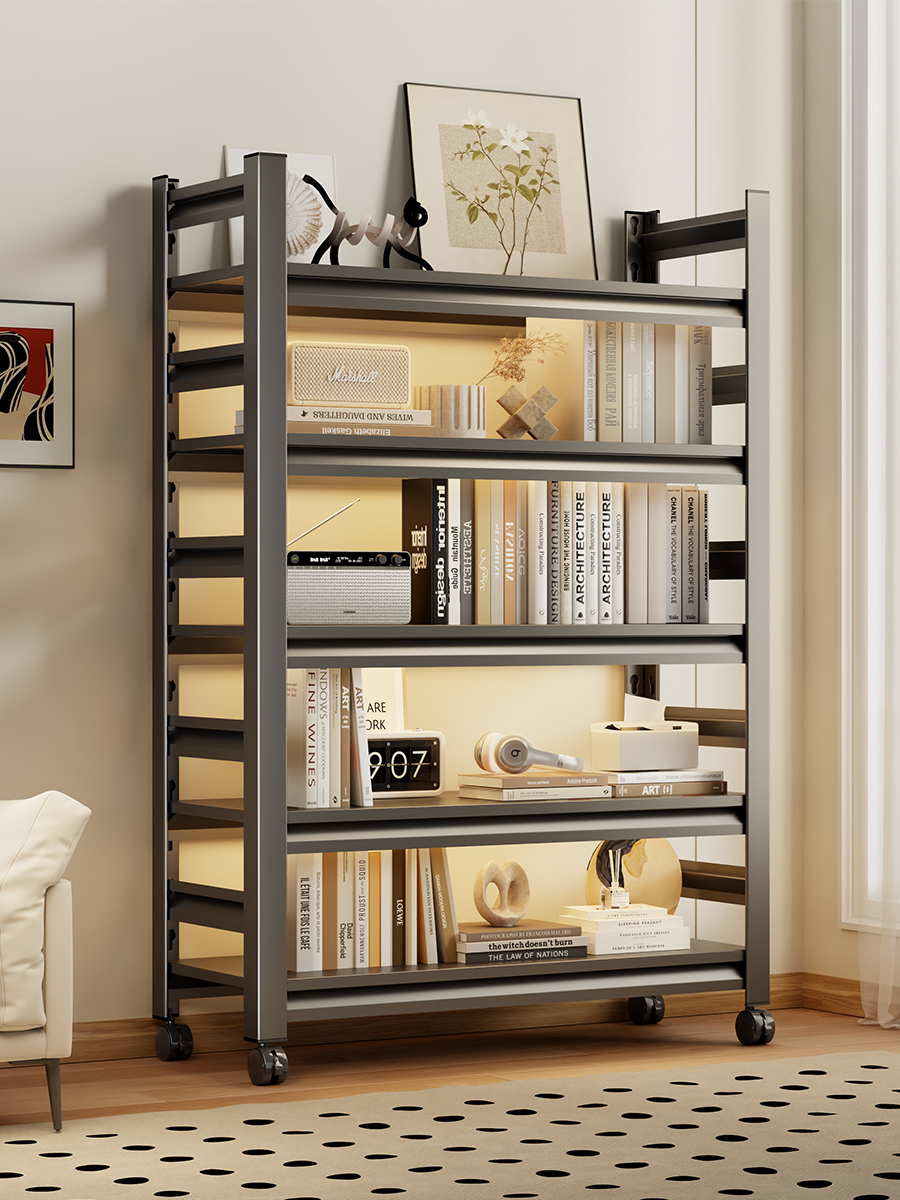 家用钢制置物架落地多层收纳架客厅书架地下室储物架杂物整理货架