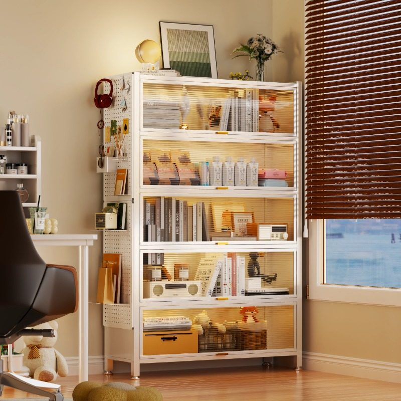 家用钢制书柜带门儿童防尘书架客厅落地多层铁艺置物柜收纳铁皮柜,住宅家具,书架,淘宝优惠券,粉丝福利购,淘宝优惠卷