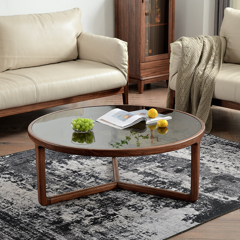 乌金木实木圆茶几北欧小户型轻奢客厅钢化玻璃边几电视柜组合整装在类目 住宅家具, 几类, 茶几中 - 来自Buy2taobao.com提供专业的淘宝代购服务