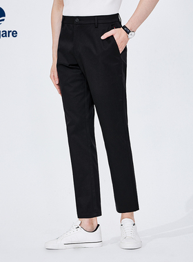 Navigare意大利小帆船黑色九分休闲裤男士春季新款弹力小脚裤子