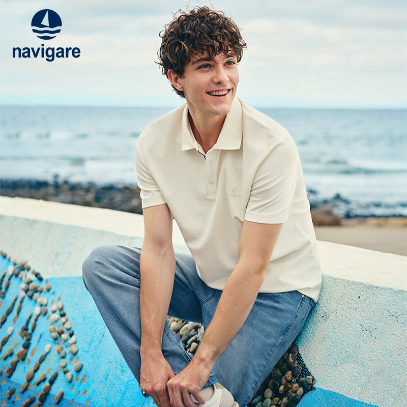 [防蚊]Navigare意大利小帆船白色短袖polo衫男2026