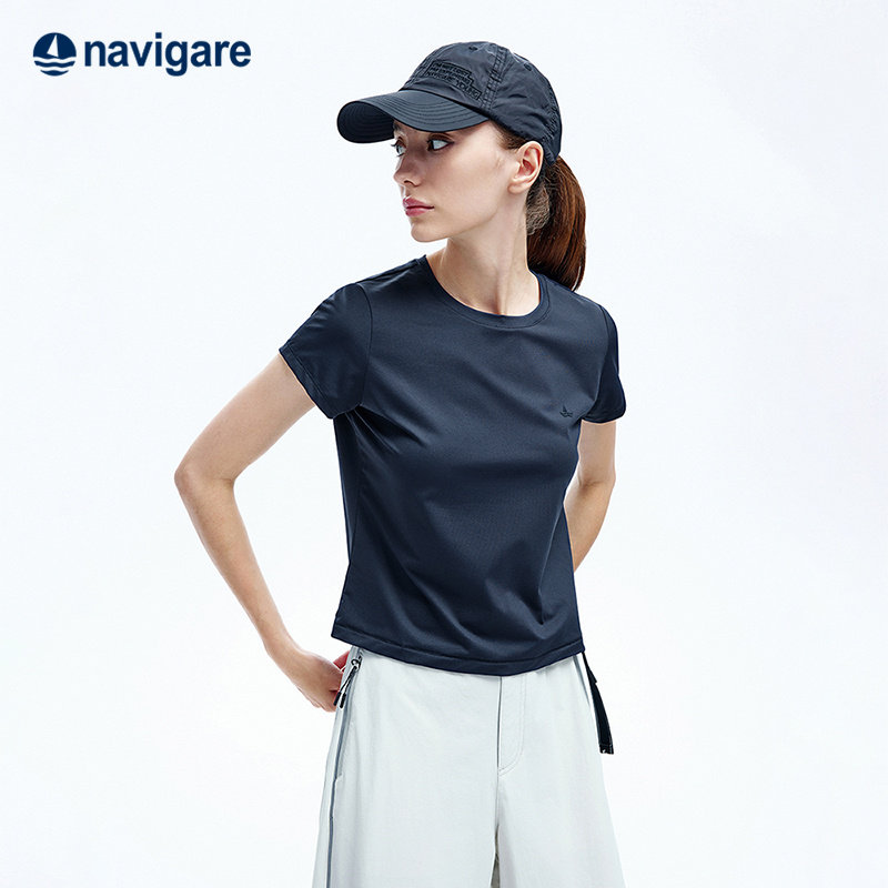 Navigare意大利小帆船基础圆领短袖T恤女2026夏季修身防