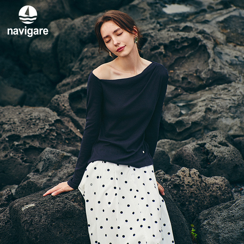 Navigare意大利小帆船修身长袖T恤女2026春夏新款百搭套
