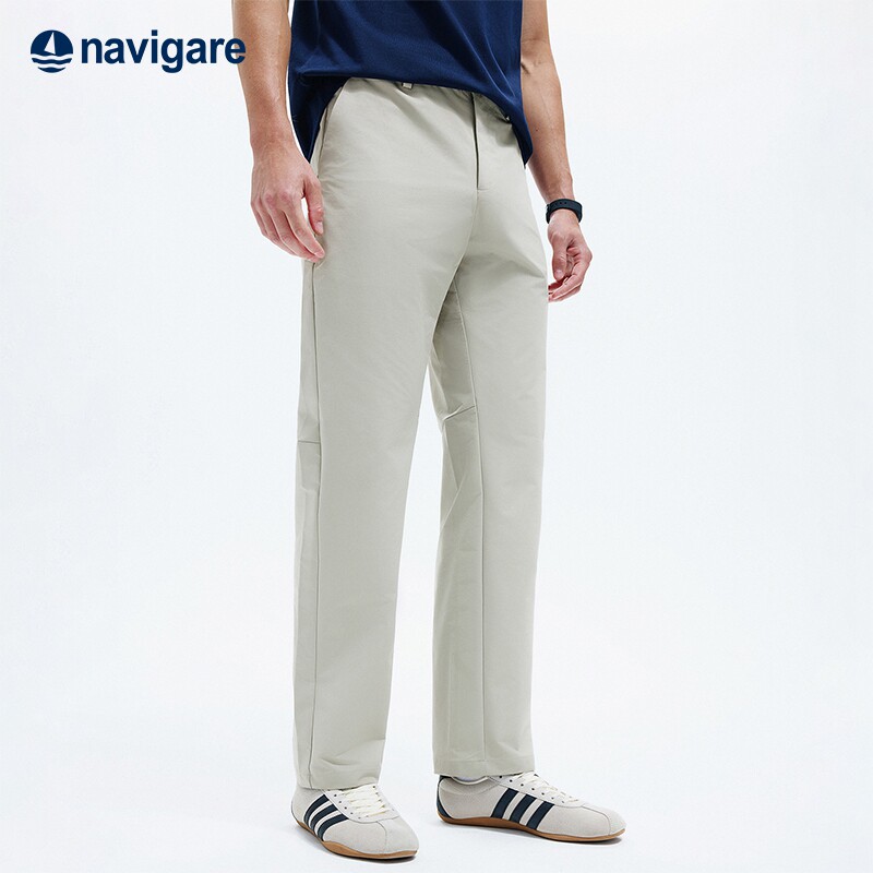 Navigare意大利小帆船灰色通勤休闲裤男2026春夏运动直筒长裤子