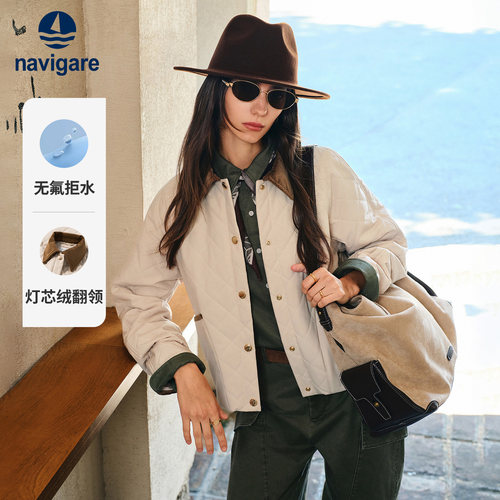 Navigare灯芯绒防水翻领棉服