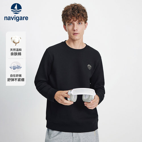 Navigare纯色圆领长袖卫衣