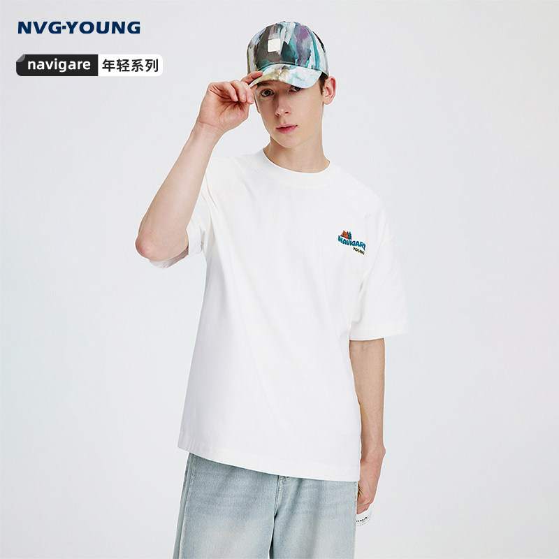 Navigare意大利小帆船白色重磅短袖T恤男2026夏季宽松速