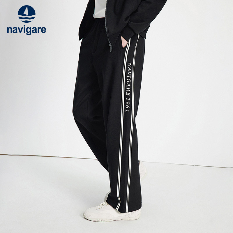 Navigare意大利小帆船卫裤男士休闲裤秋季新款时尚磨毛阔腿裤