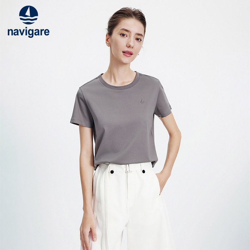Navigare意大利小帆船套头T恤女短袖2026夏季新款纯棉休