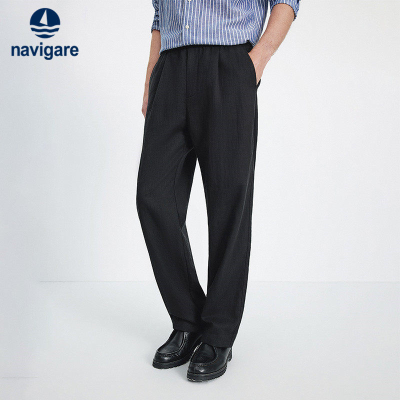 Navigare意大利小帆船高档莱赛尔休闲裤男2026春夏松紧腰阔腿长裤,男装,休闲裤,淘宝优惠券,粉丝福利购,淘宝优惠卷