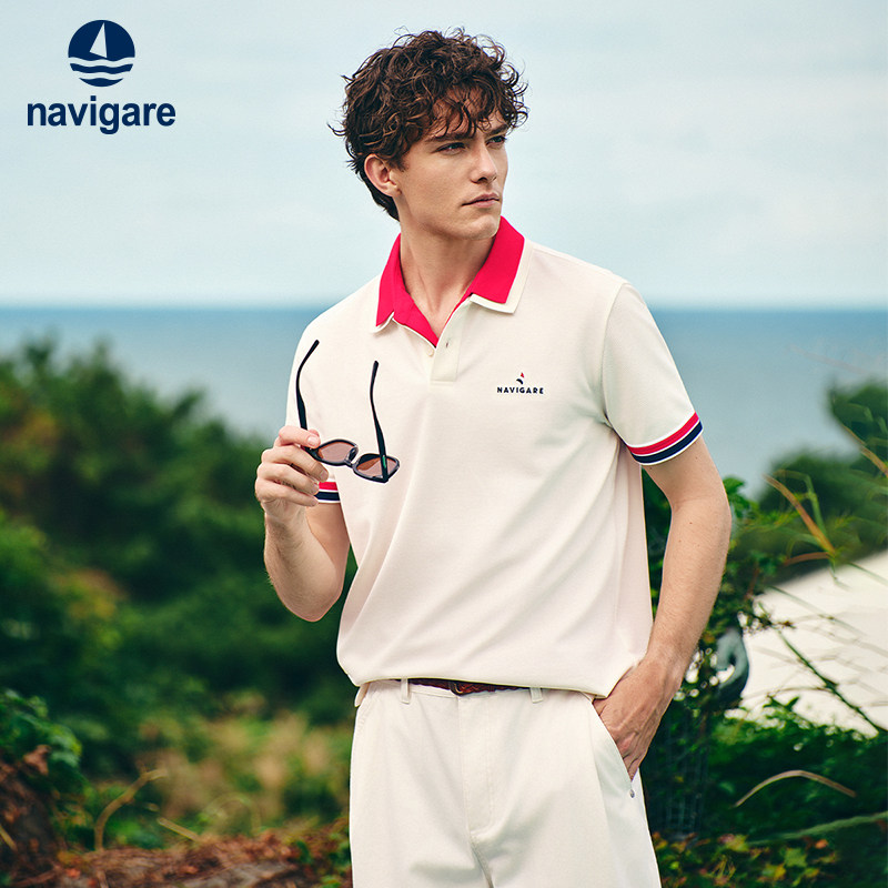 [凉感]Navigare意大利小帆船翻领短袖T恤男2026夏季弹