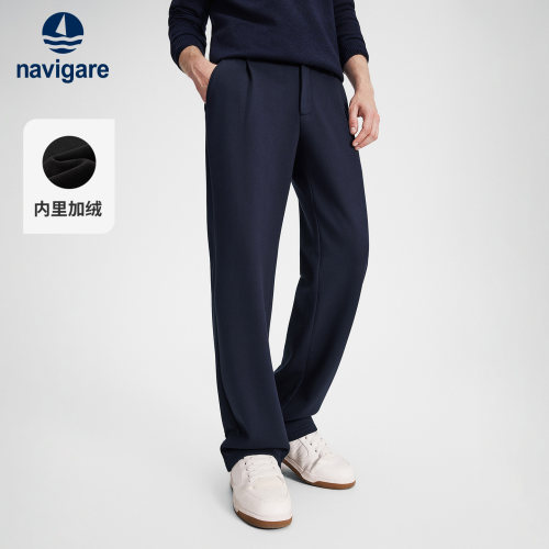 Navigare加绒通勤直筒休闲裤