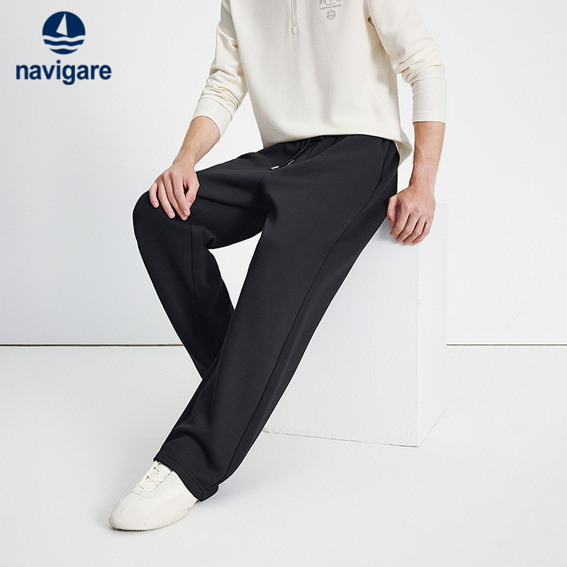 Navigare松紧腰休闲直筒裤