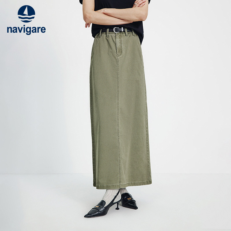 Navigare意大利小帆船通勤工装半身裙女2026春夏百搭牛仔直筒半裙,女装/女士精品,半身裙,淘宝优惠券,粉丝福利购,淘宝优惠卷
