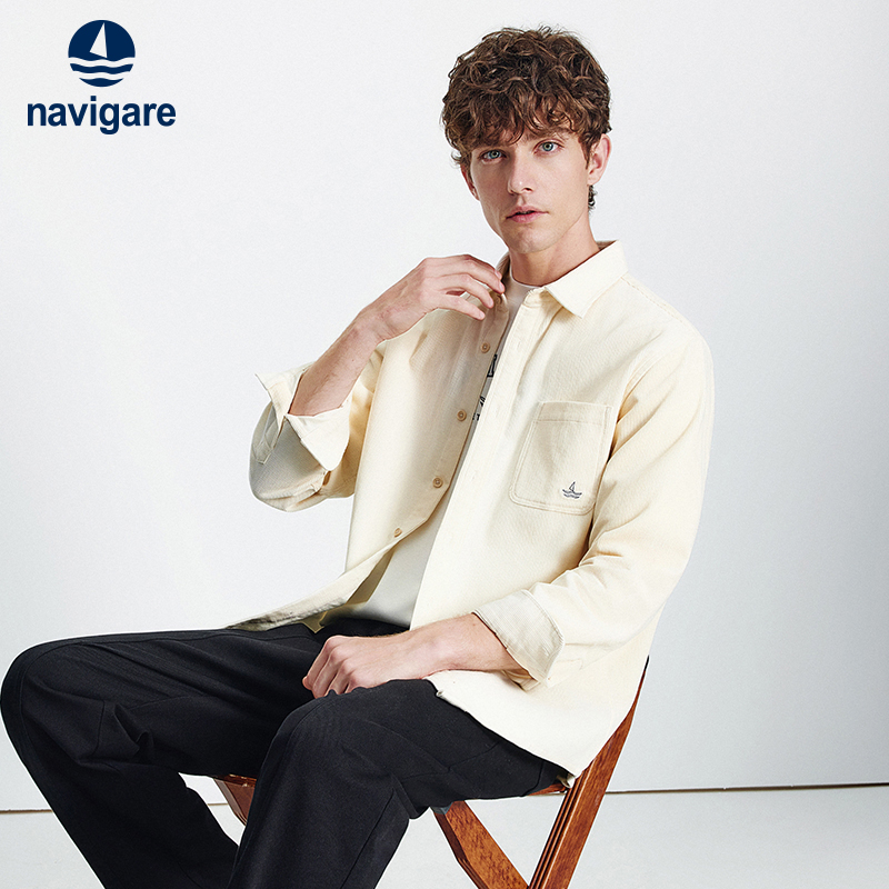 Navigare纯棉灯芯绒长袖衬衫