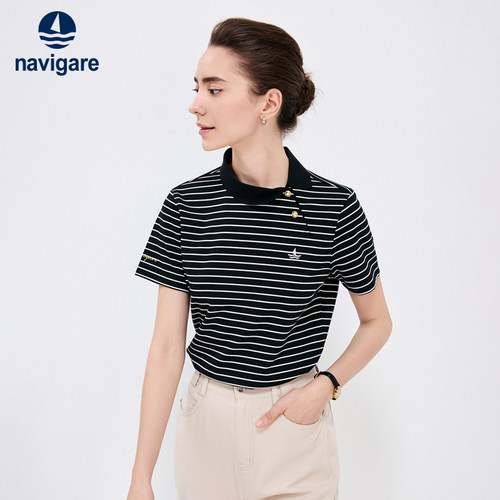 纳维凯尔夏季新款翻领短袖t恤