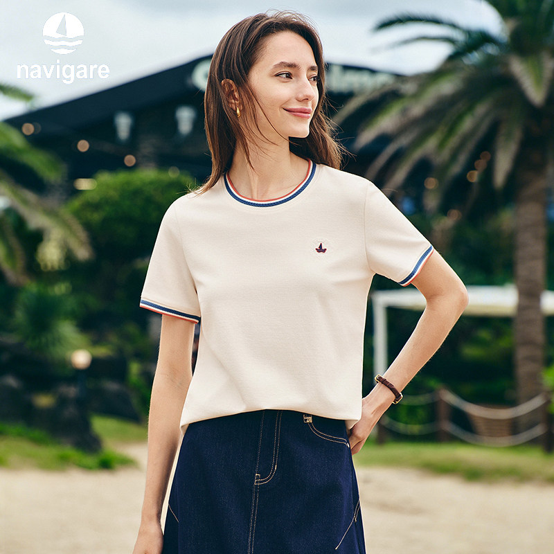 [抗菌]Navigare意大利小帆船弹力短袖T恤女2026夏季套