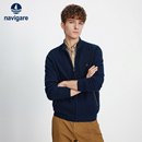 Navigare意大利小帆船休闲立领夹克男士秋冬新款潮流针织开衫外套