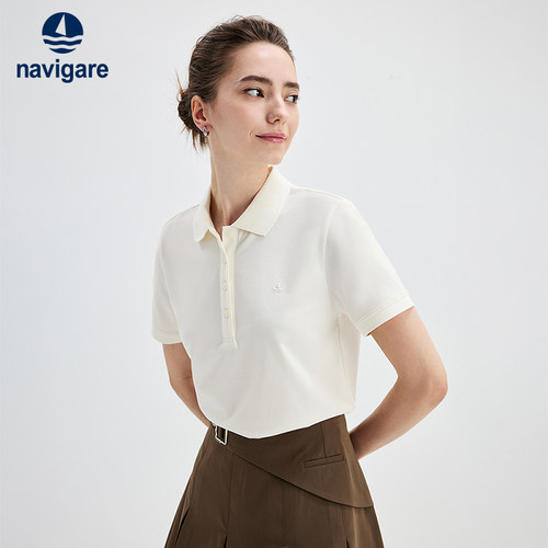 Navigare老钱风白色POLO衫