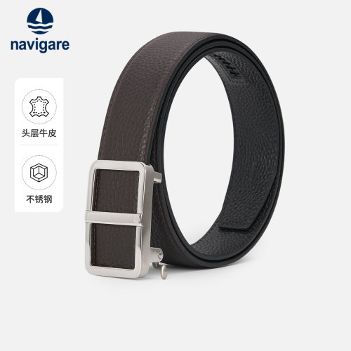 Navigare牛皮革自动扣皮带