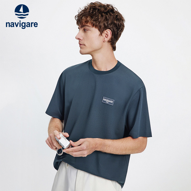 Navigare意大利小帆船套头短袖T恤男2026夏季新款休闲宽