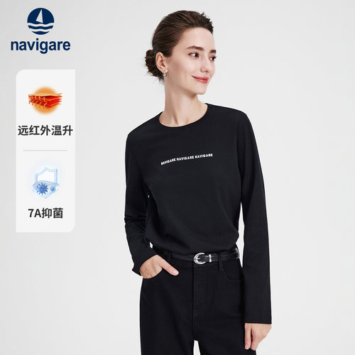 Navigare休闲圆领长袖t恤衫