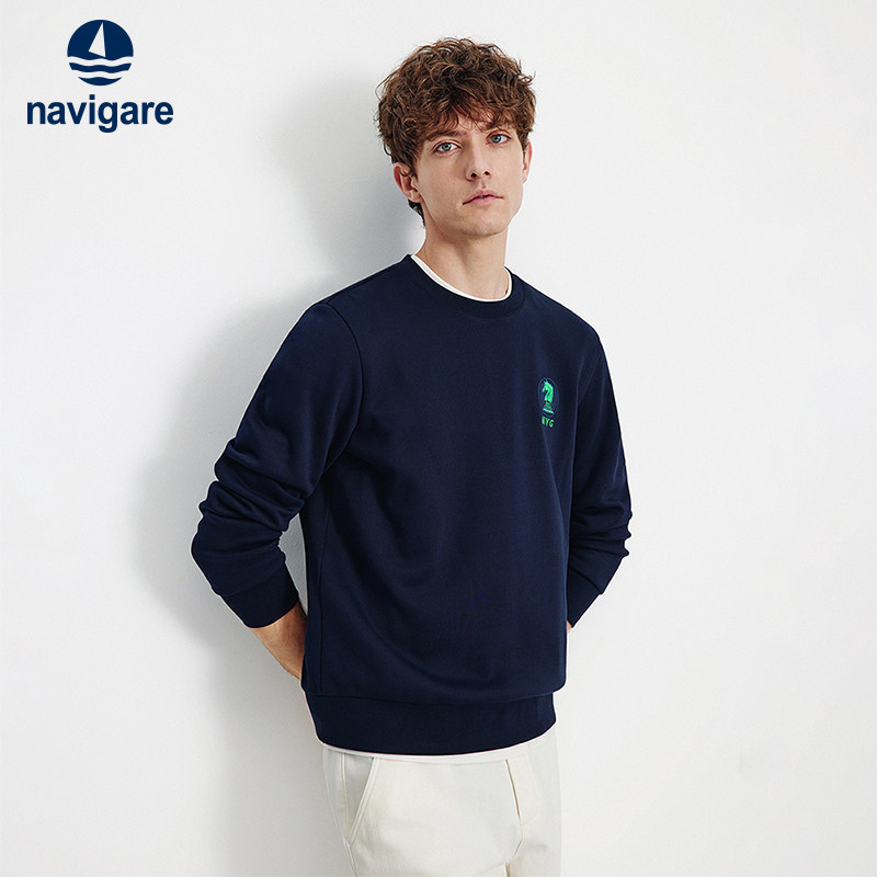 Navigare意大利小帆船加绒保暖卫衣男25秋冬新品高弹通勤套