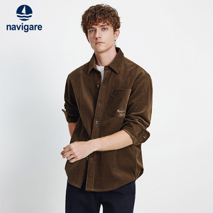 纯棉长袖 新款 衬衣 外套男2025秋季 Navigare意大利小帆船灯芯绒衬衫