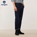 深蓝色休闲裤 Navigare意大利小帆船春季 男锥形裤 水洗牛仔裤 子 新款